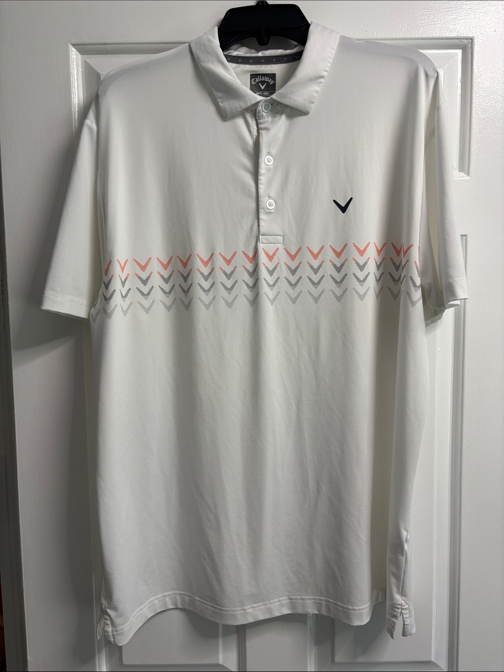 Callaway Golf Polo Men’s Large White Opti-Dri Chevron Performance Shirt